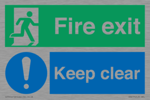Fire exit Keep clear dual sign